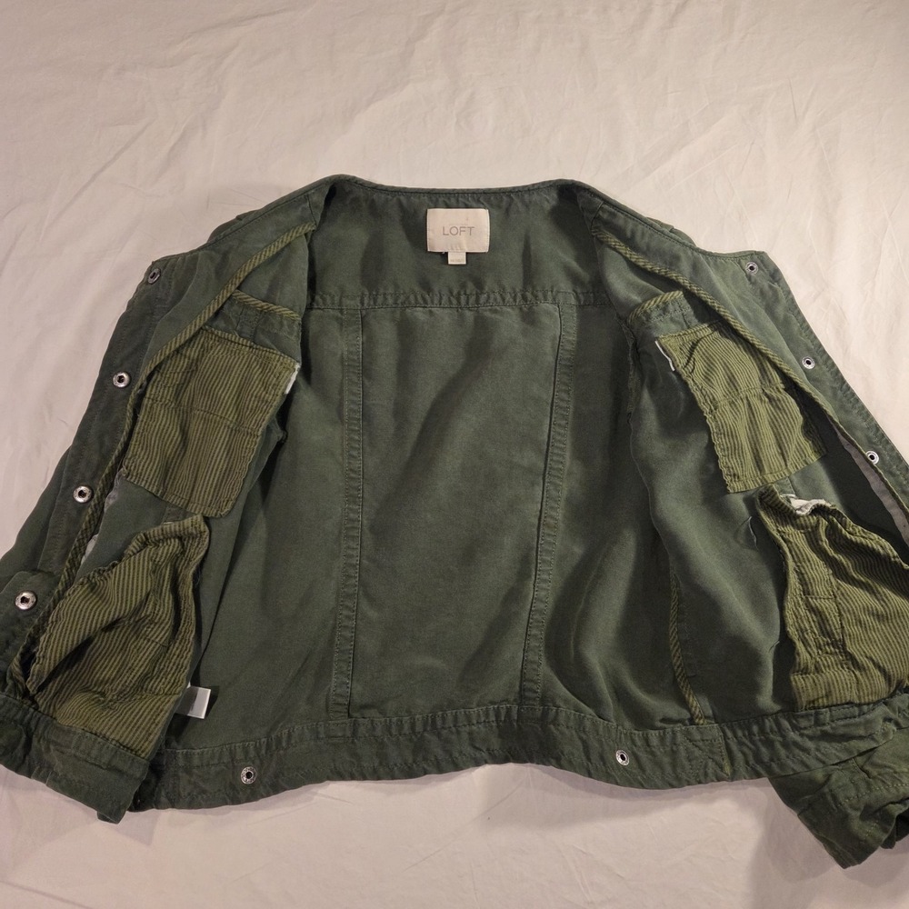 Loft Lyocell Snap Button Utility Jacket Collarles… - image 7